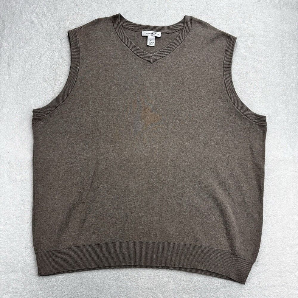 Cypress Links VTG‎ Golf Vest Sweater Men 2XL Tall Beige Grandpa Core Preppy
